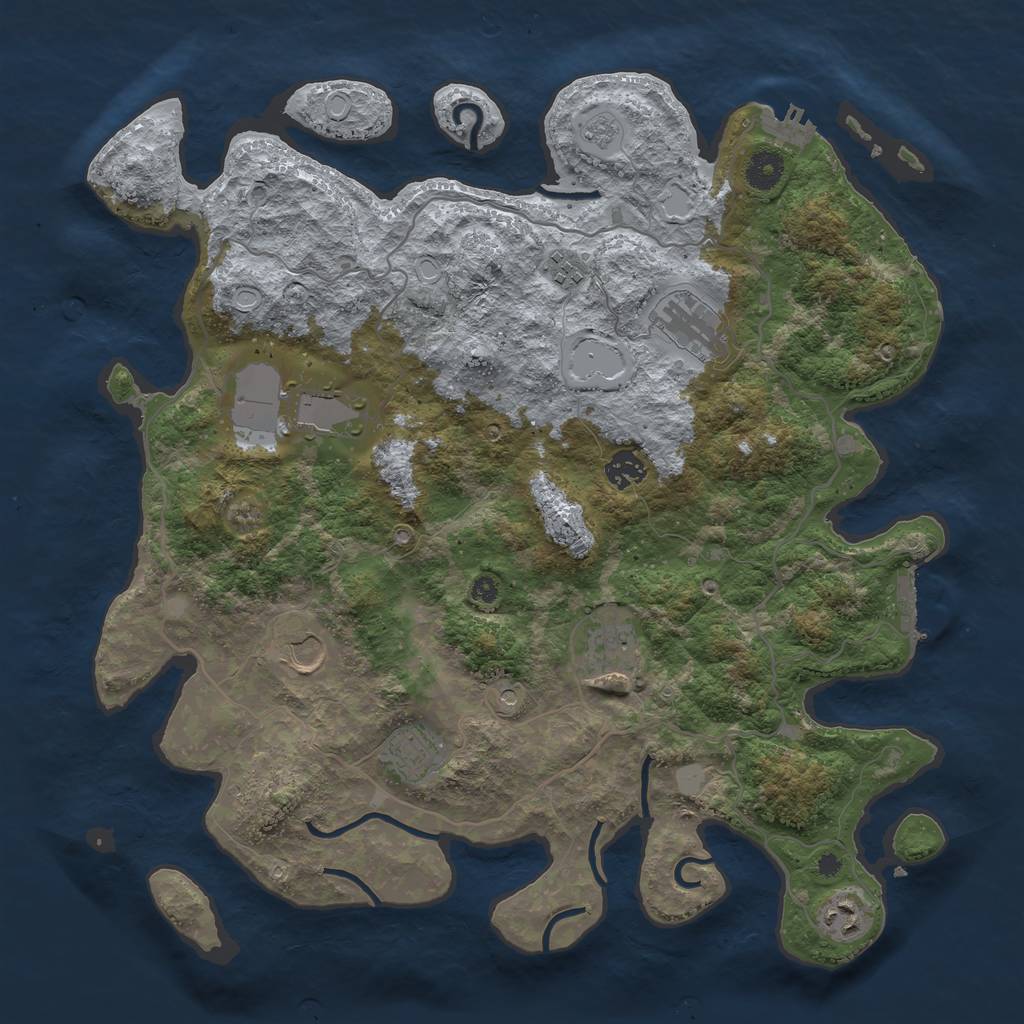 Rust Map: Procedural Map, Size: 4000, Seed: 991441095, 17 Monuments