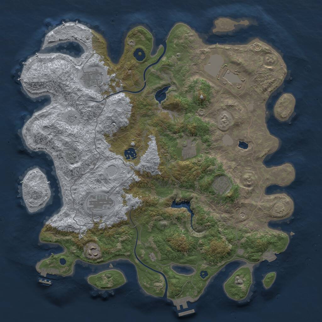 Rust Map: Procedural Map, Size: 4000, Seed: 470750, 14 Monuments