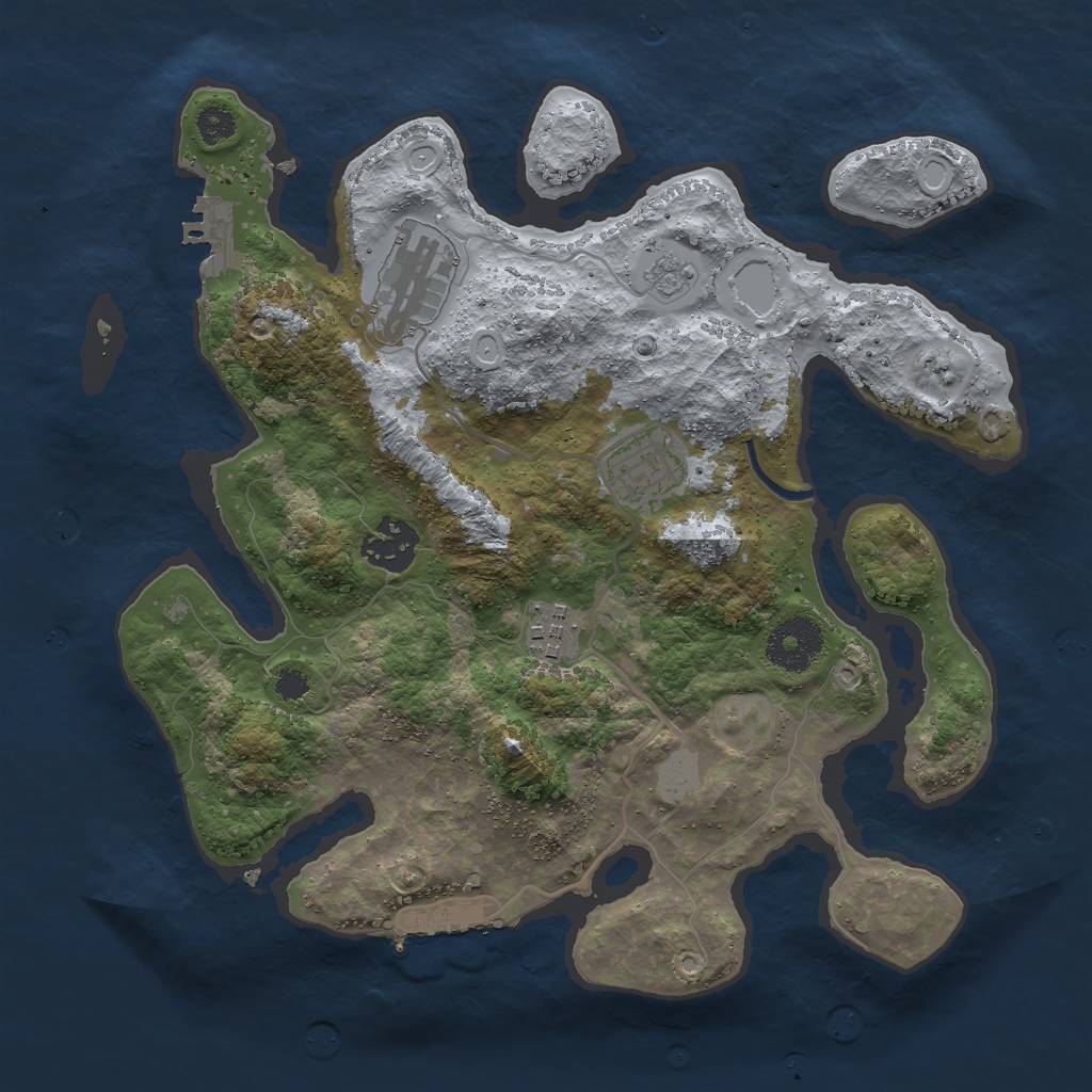 Rust Map: Procedural Map, Size: 3000, Seed: 25899, 12 Monuments
