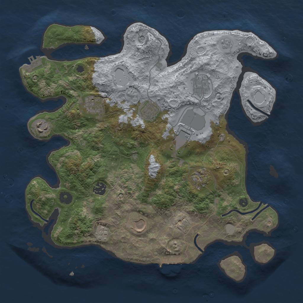 Rust Map: Procedural Map, Size: 3500, Seed: 1495277061, 18 Monuments