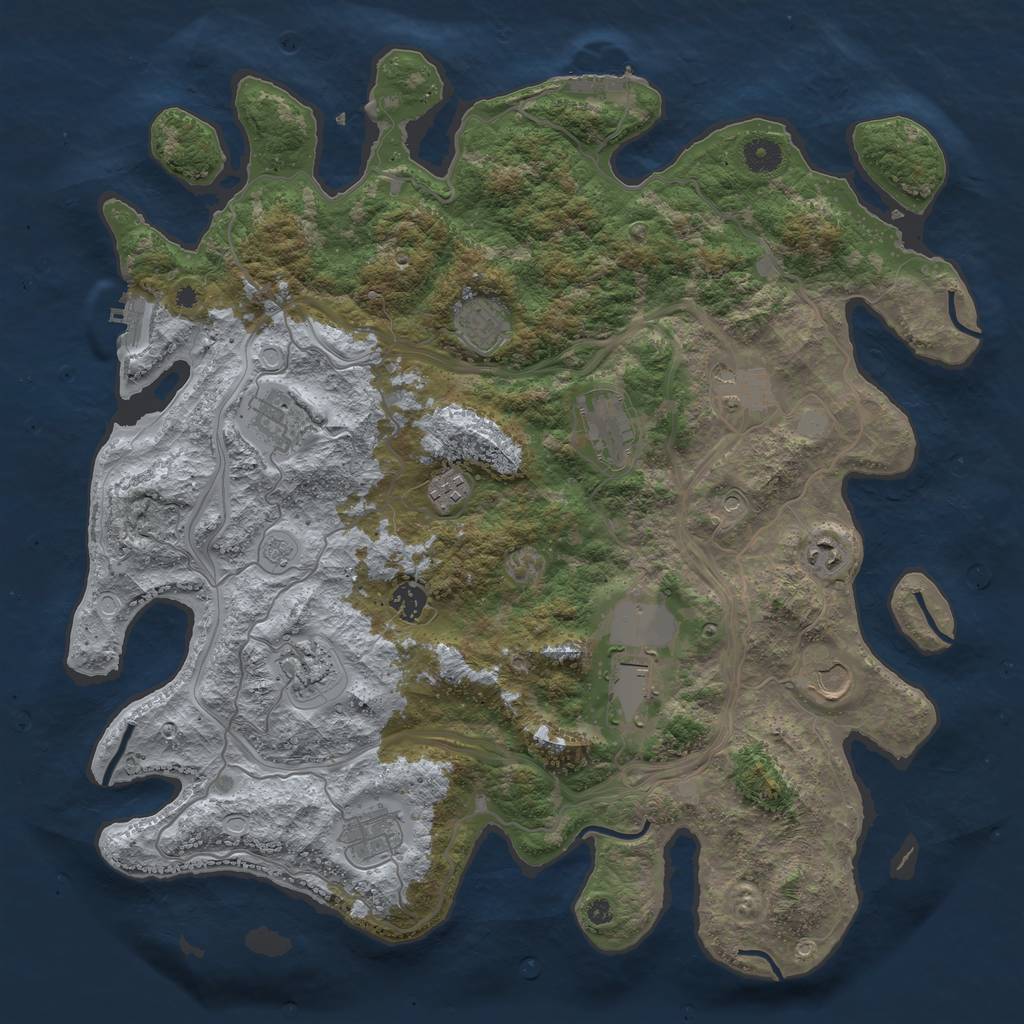 Rust Map: Procedural Map, Size: 4250, Seed: 975398317, 20 Monuments