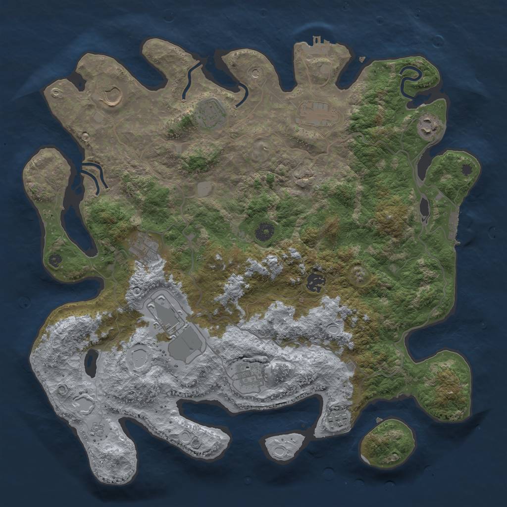 Rust Map: Procedural Map, Size: 4000, Seed: 798219359, 18 Monuments