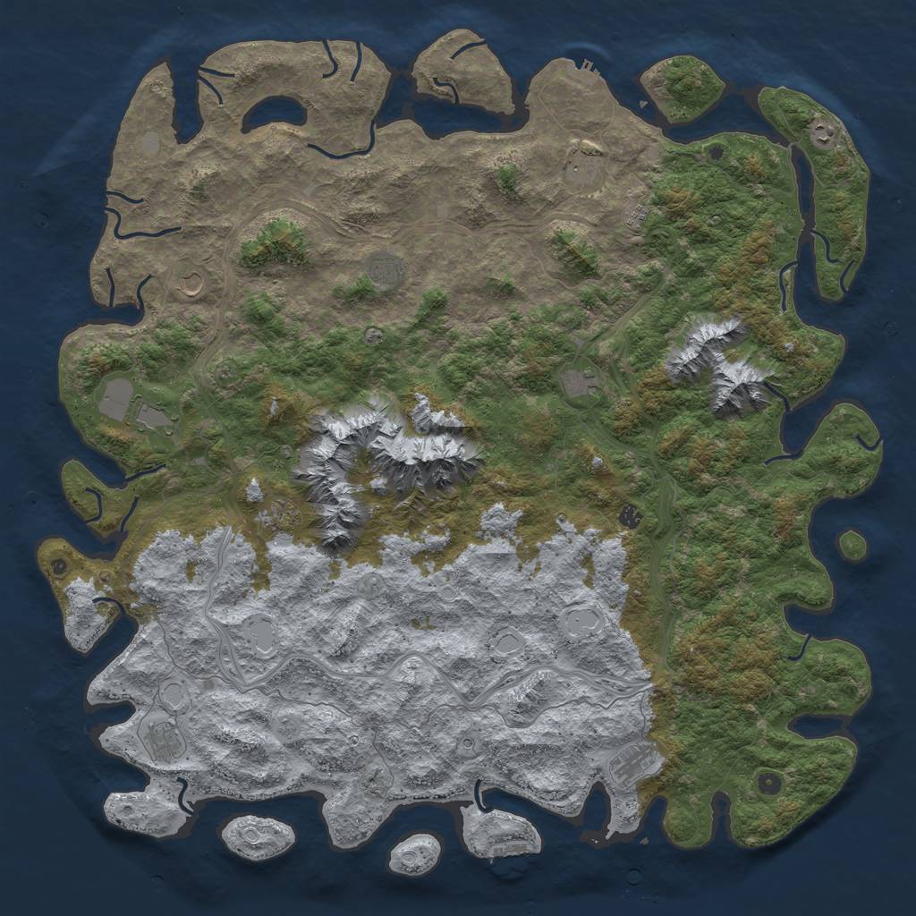 Rust Map: Procedural Map, Size: 6000, Seed: 443443, 20 Monuments