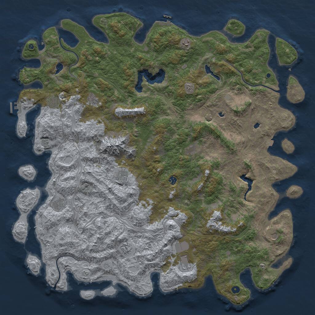 Rust Map: Procedural Map, Size: 6000, Seed: 1230007758, 17 Monuments