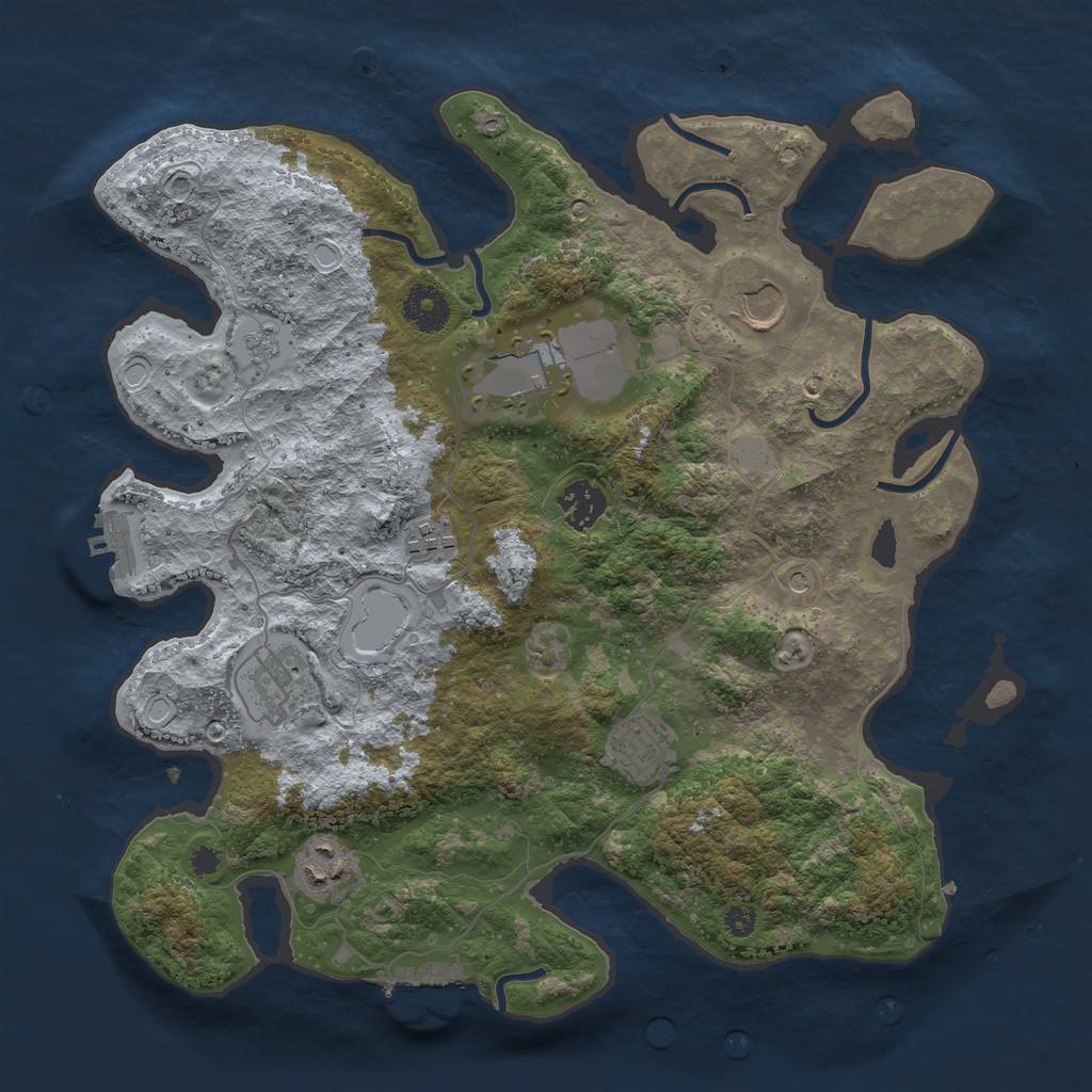 Rust Map: Procedural Map, Size: 3500, Seed: 798798470, 16 Monuments