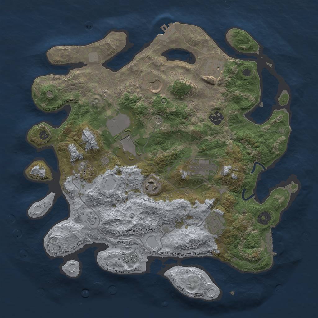 Rust Map: Procedural Map, Size: 3550, Seed: 3000, 18 Monuments