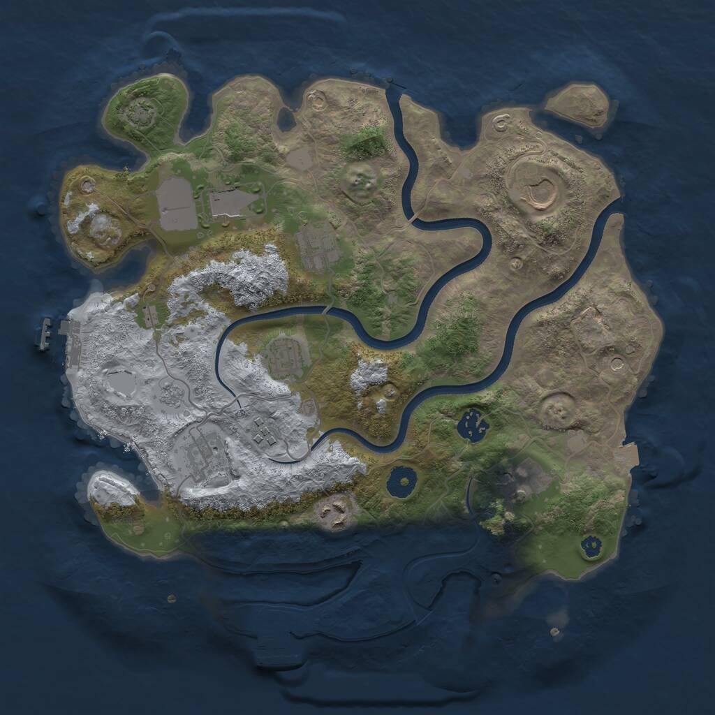 Rust Map: Procedural Map, Size: 3500, Seed: 1058778441, 15 Monuments