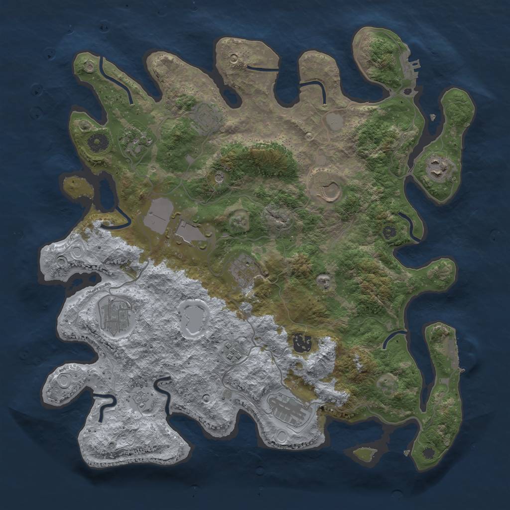 Rust Map: Procedural Map, Size: 3850, Seed: 1881104716, 19 Monuments