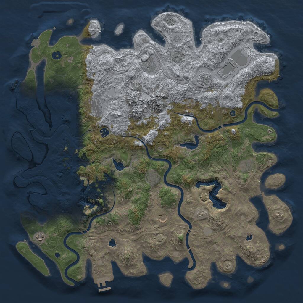 Rust Map: Procedural Map, Size: 5000, Seed: 6042021, 16 Monuments