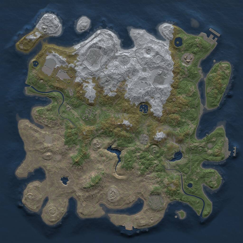 Rust Map: Procedural Map, Size: 4000, Seed: 853773177, 14 Monuments