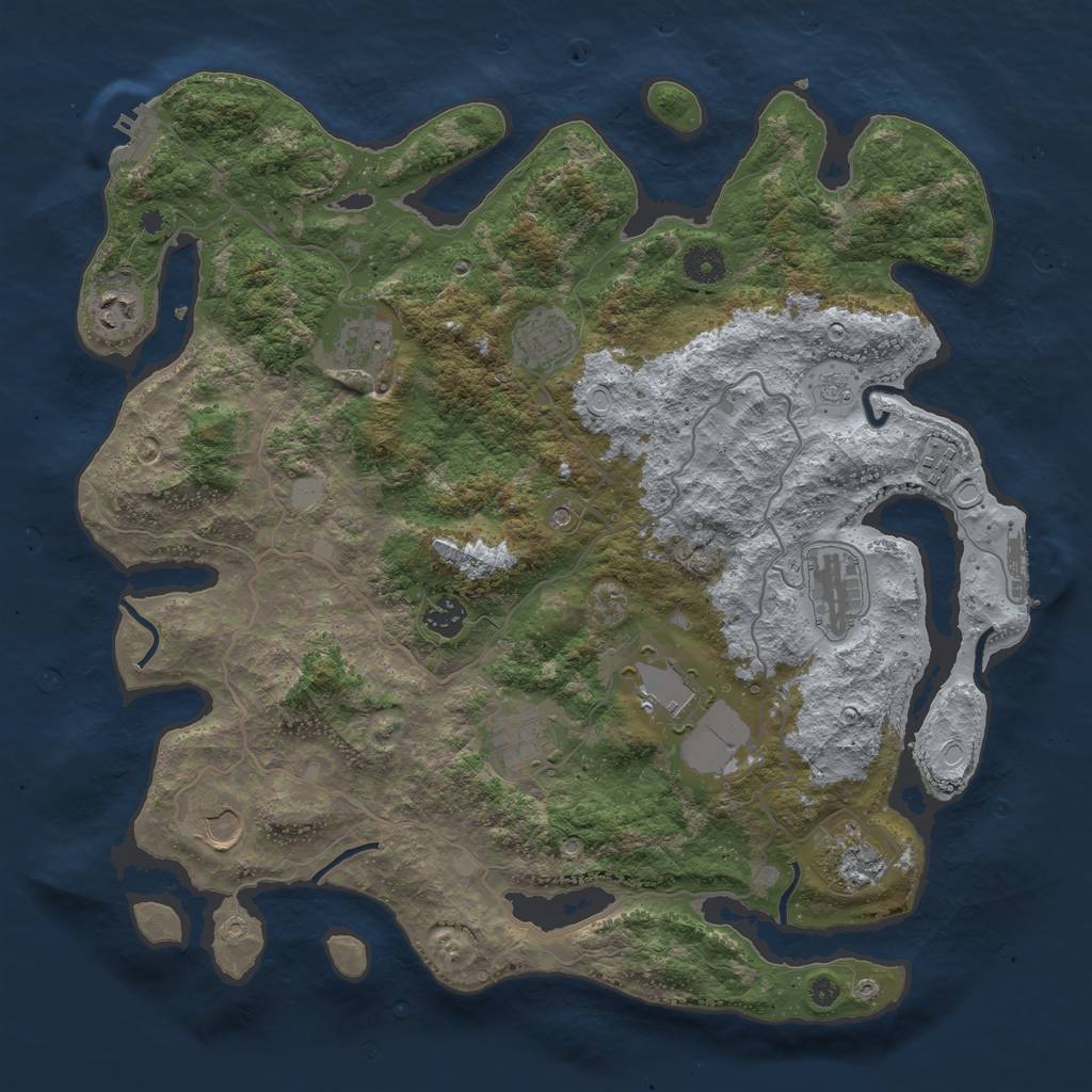 Rust Map: Procedural Map, Size: 4000, Seed: 2090068359, 19 Monuments