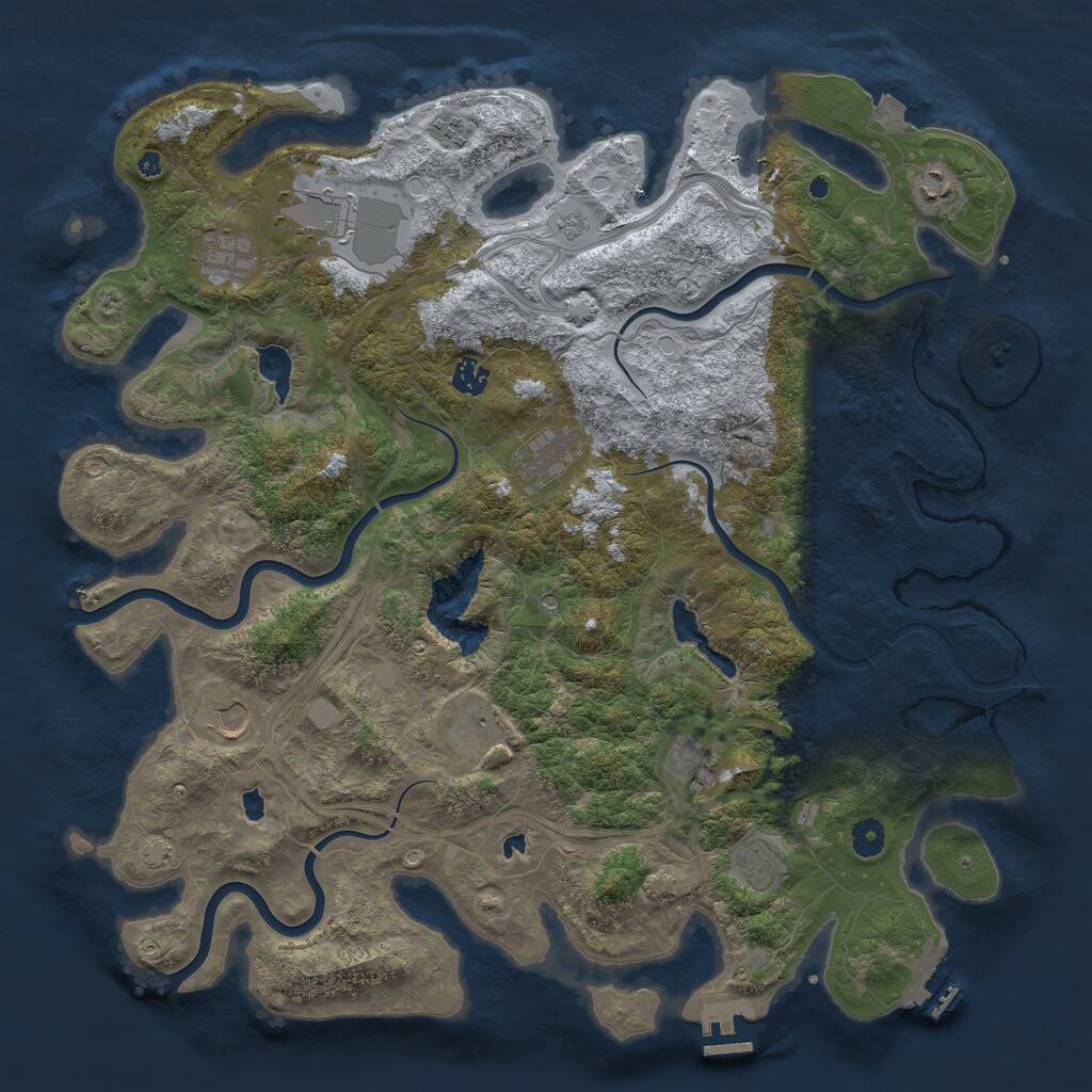 Rust Map: Procedural Map, Size: 4500, Seed: 288799304, 16 Monuments