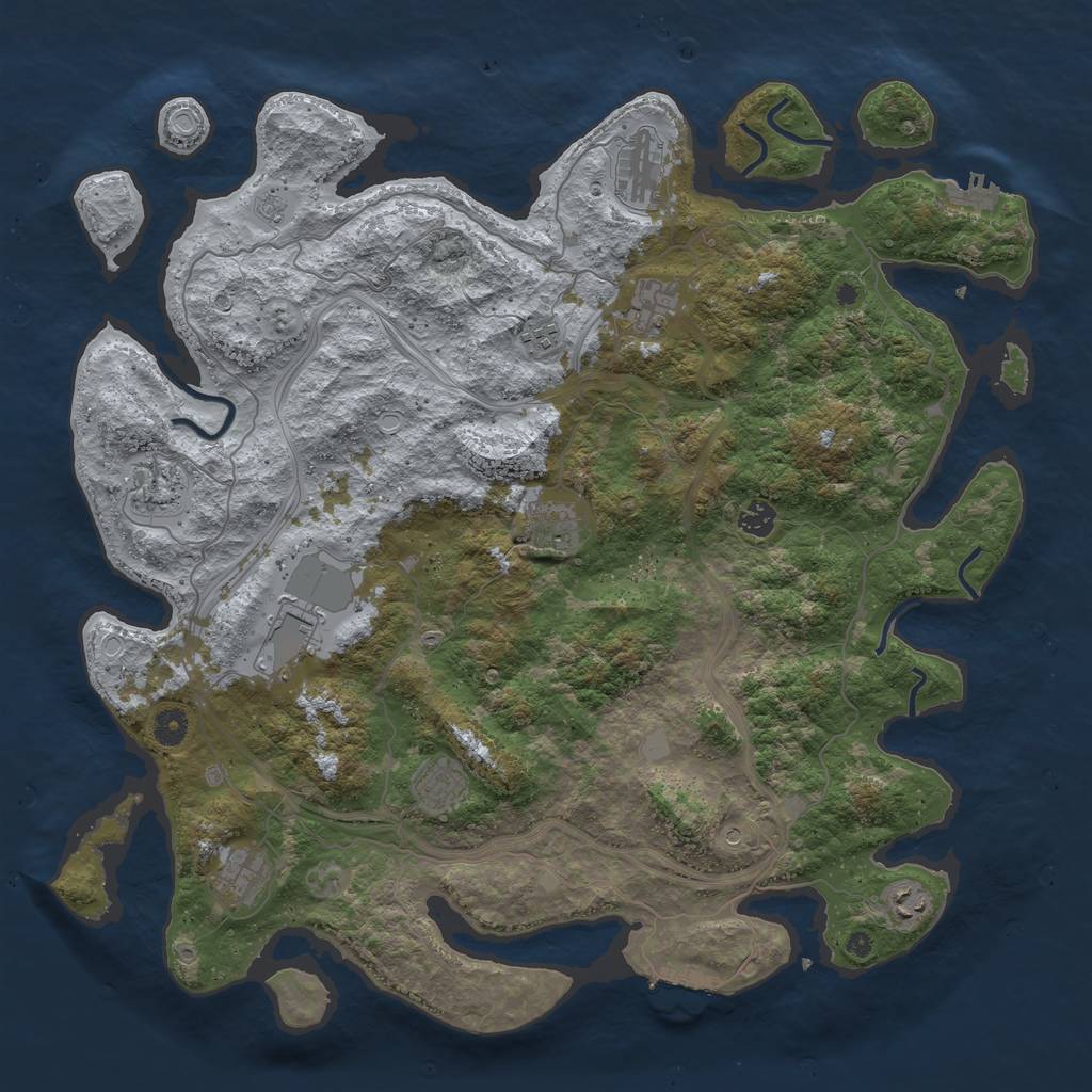 Rust Map: Procedural Map, Size: 4500, Seed: 849449475, 19 Monuments