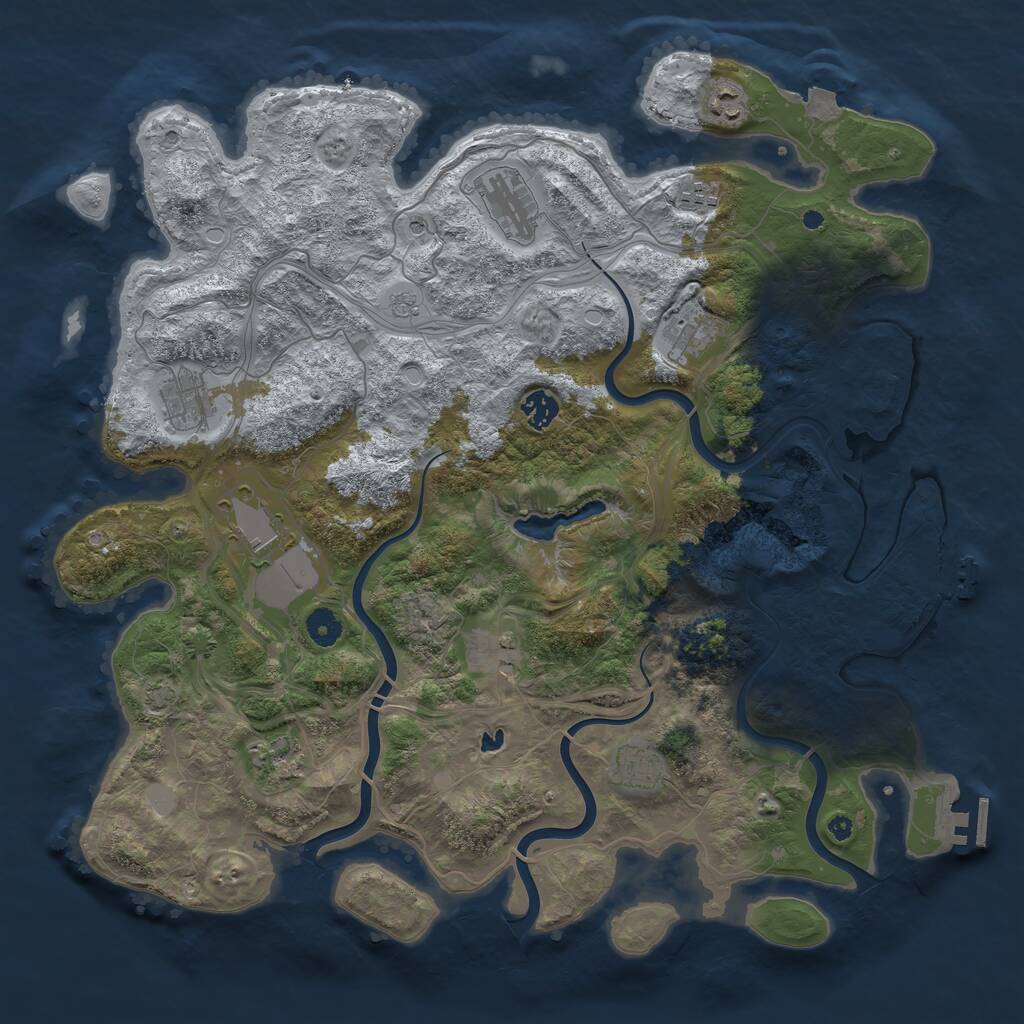 Rust Map: Procedural Map, Size: 4250, Seed: 50221687, 16 Monuments