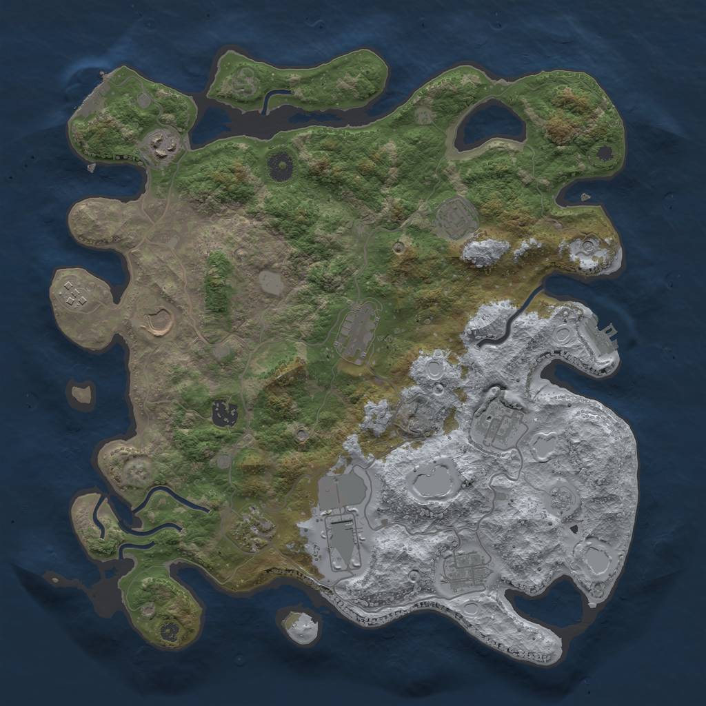 Rust Map: Procedural Map, Size: 3850, Seed: 1418453985, 19 Monuments