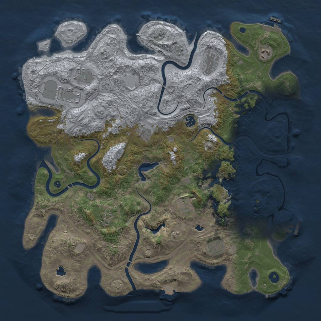Rust Map: Procedural Map, Size: 4500, Seed: 1707442667, 16 Monuments