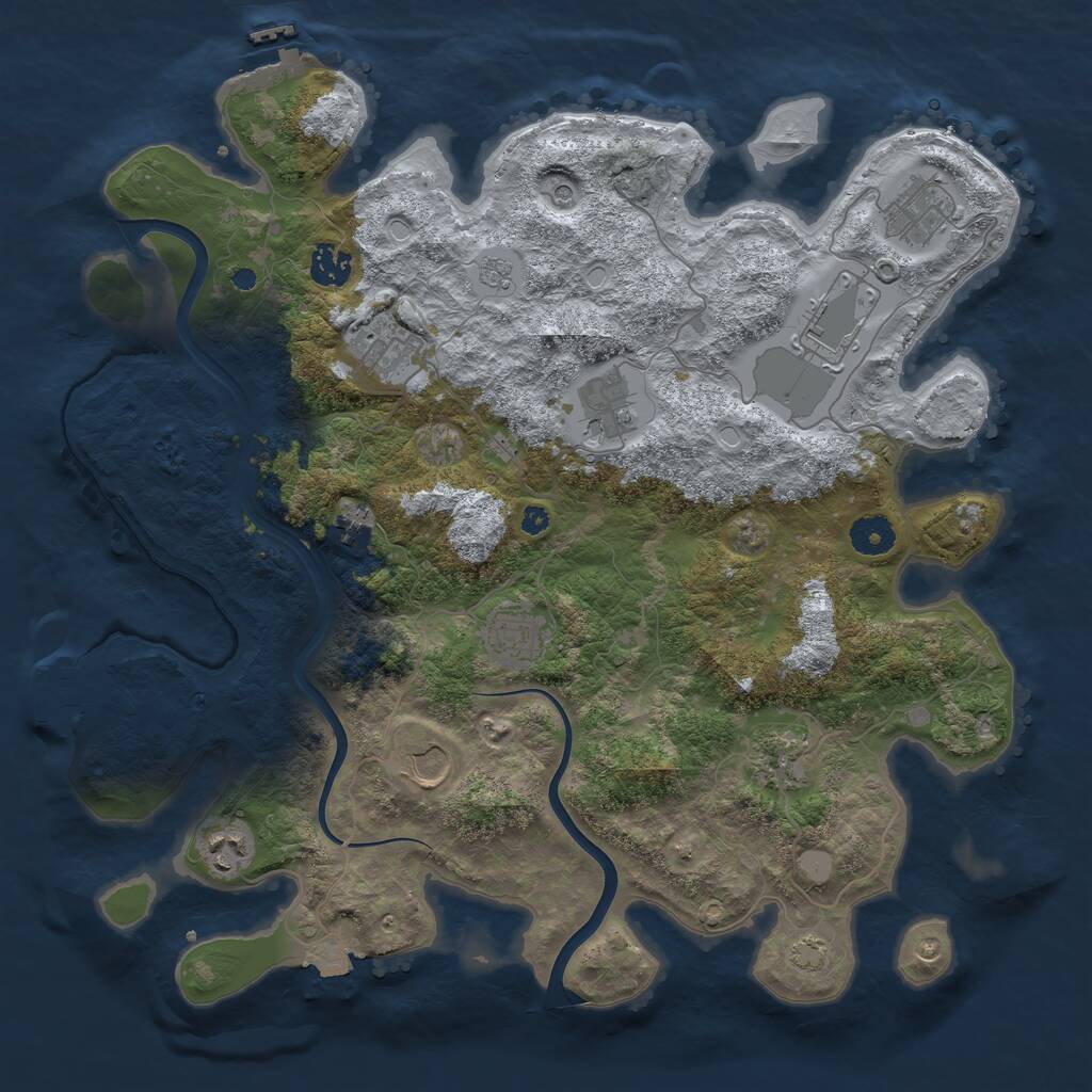 Rust Map: Procedural Map, Size: 3850, Seed: 225274541, 16 Monuments
