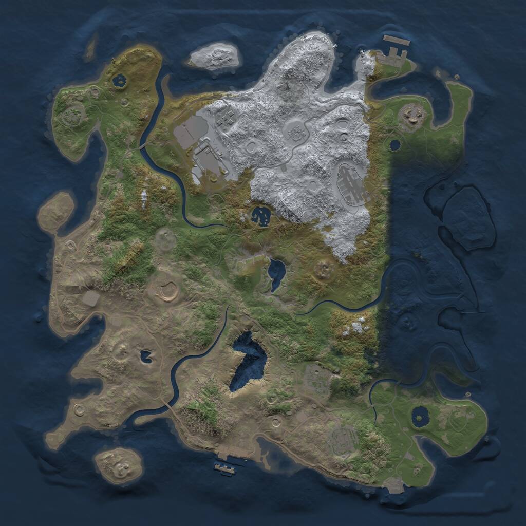 Rust Map: Procedural Map, Size: 4000, Seed: 1088036998, 14 Monuments