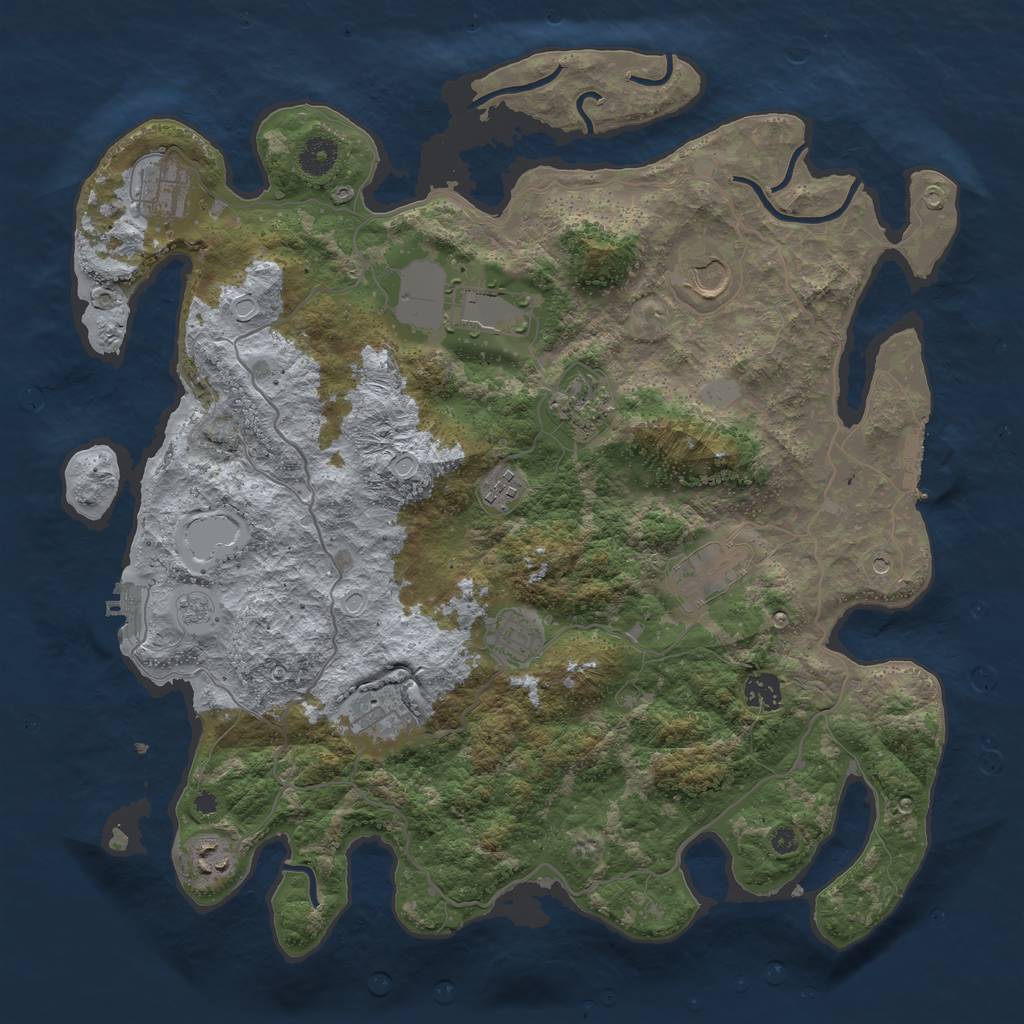 Rust Map: Procedural Map, Size: 4000, Seed: 939757, 19 Monuments