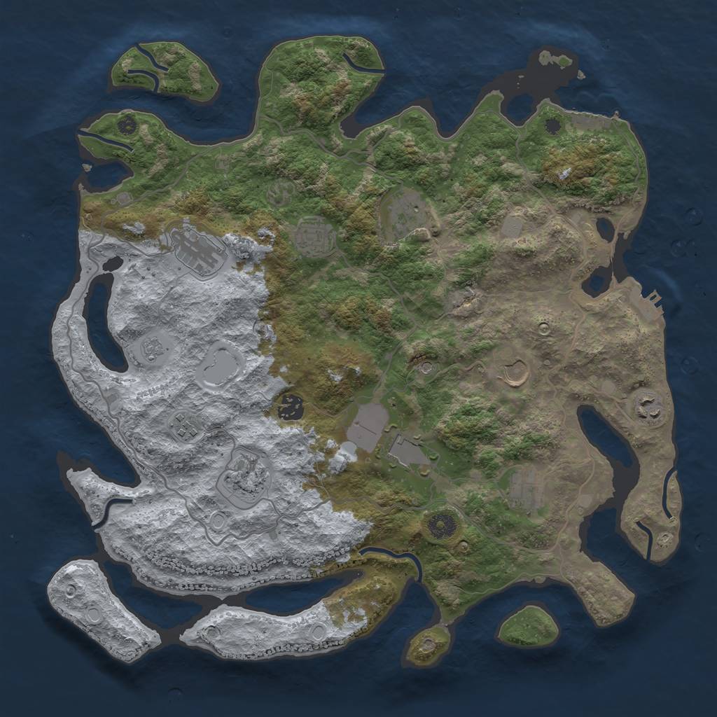 Rust Map: Procedural Map, Size: 4000, Seed: 259753, 19 Monuments