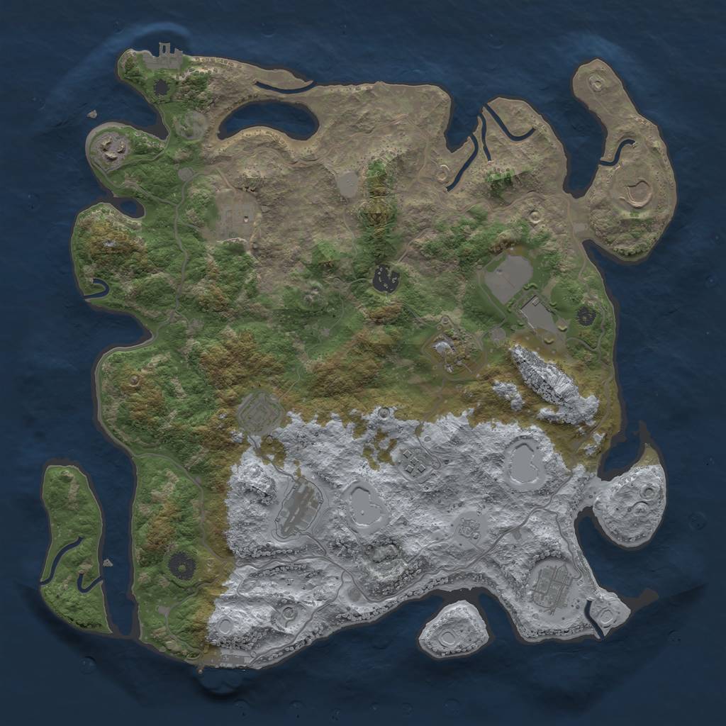 Rust Map: Procedural Map, Size: 4000, Seed: 126940, 19 Monuments