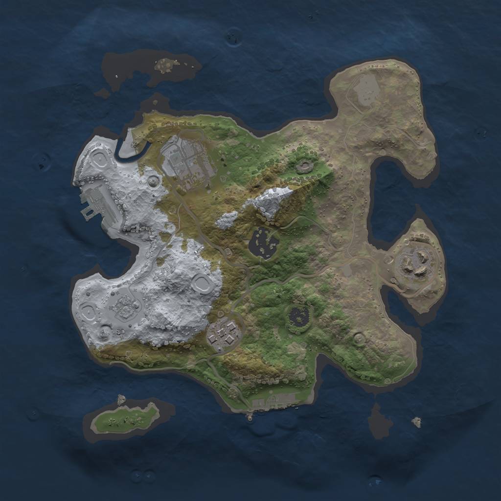 Rust Map: Procedural Map, Size: 2500, Seed: 685834107, 12 Monuments
