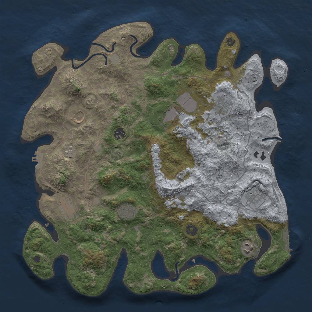 Rust Map: Procedural Map, Size: 4000, Seed: 651379, 18 Monuments