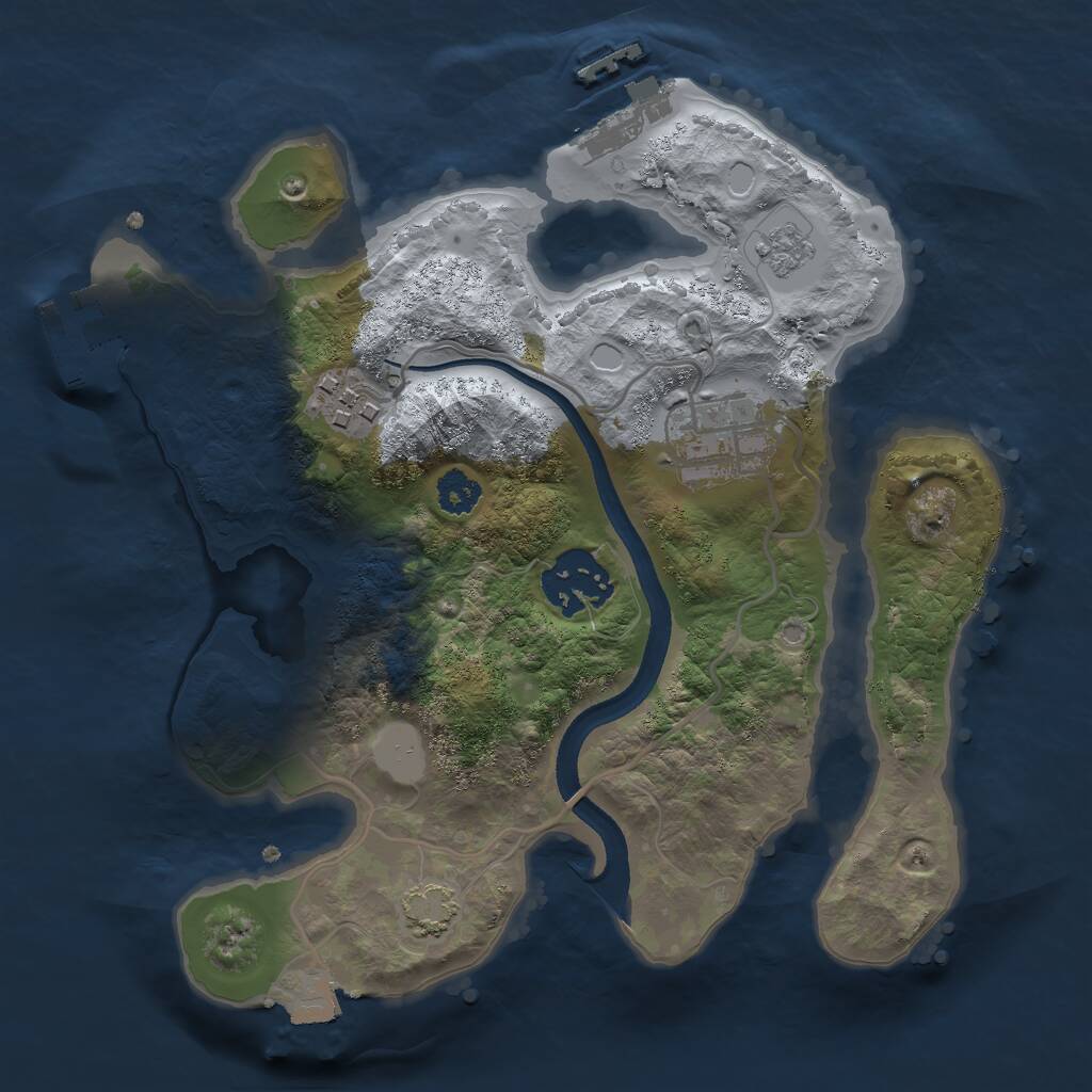 Rust Map: Procedural Map, Size: 2500, Seed: 1373152668, 8 Monuments