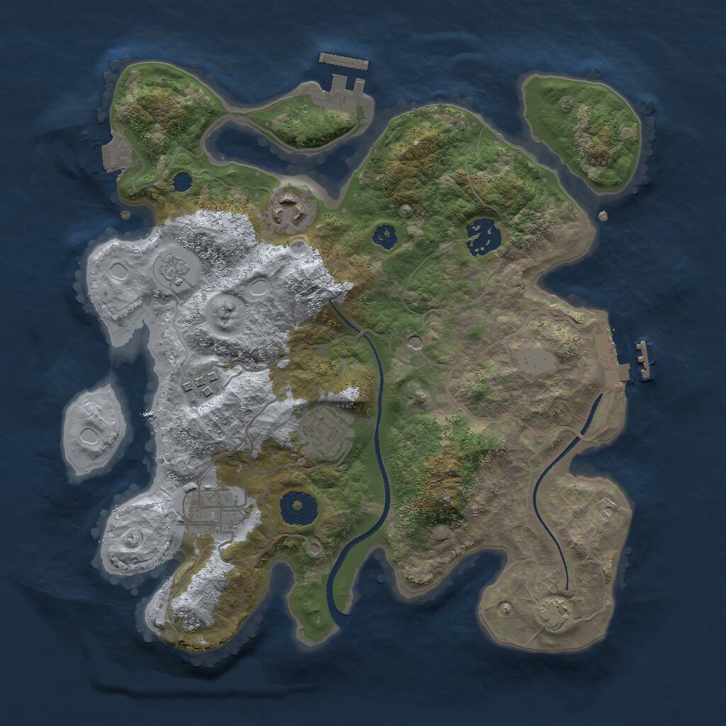Rust Map: Procedural Map, Size: 3000, Seed: 20575, 11 Monuments