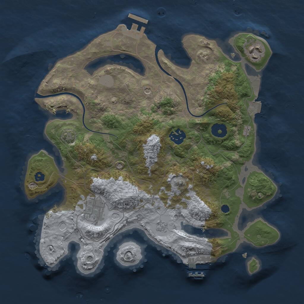 Rust Map: Procedural Map, Size: 3000, Seed: 2522, 9 Monuments