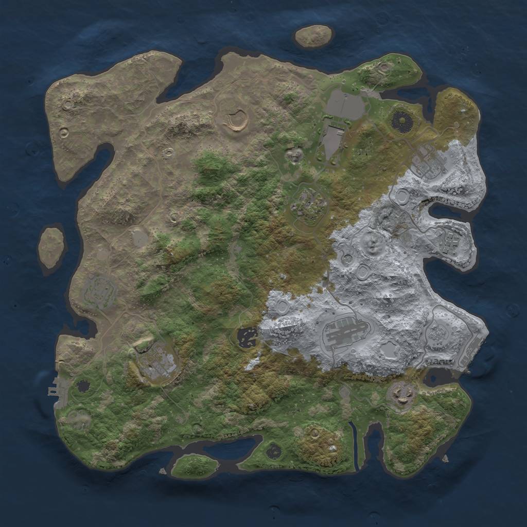 Rust Map: Procedural Map, Size: 3700, Seed: 1271727451, 19 Monuments