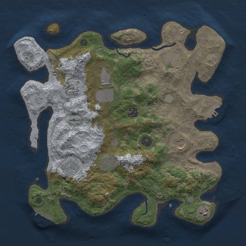 Rust Map: Procedural Map, Size: 3500, Seed: 6518322, 17 Monuments