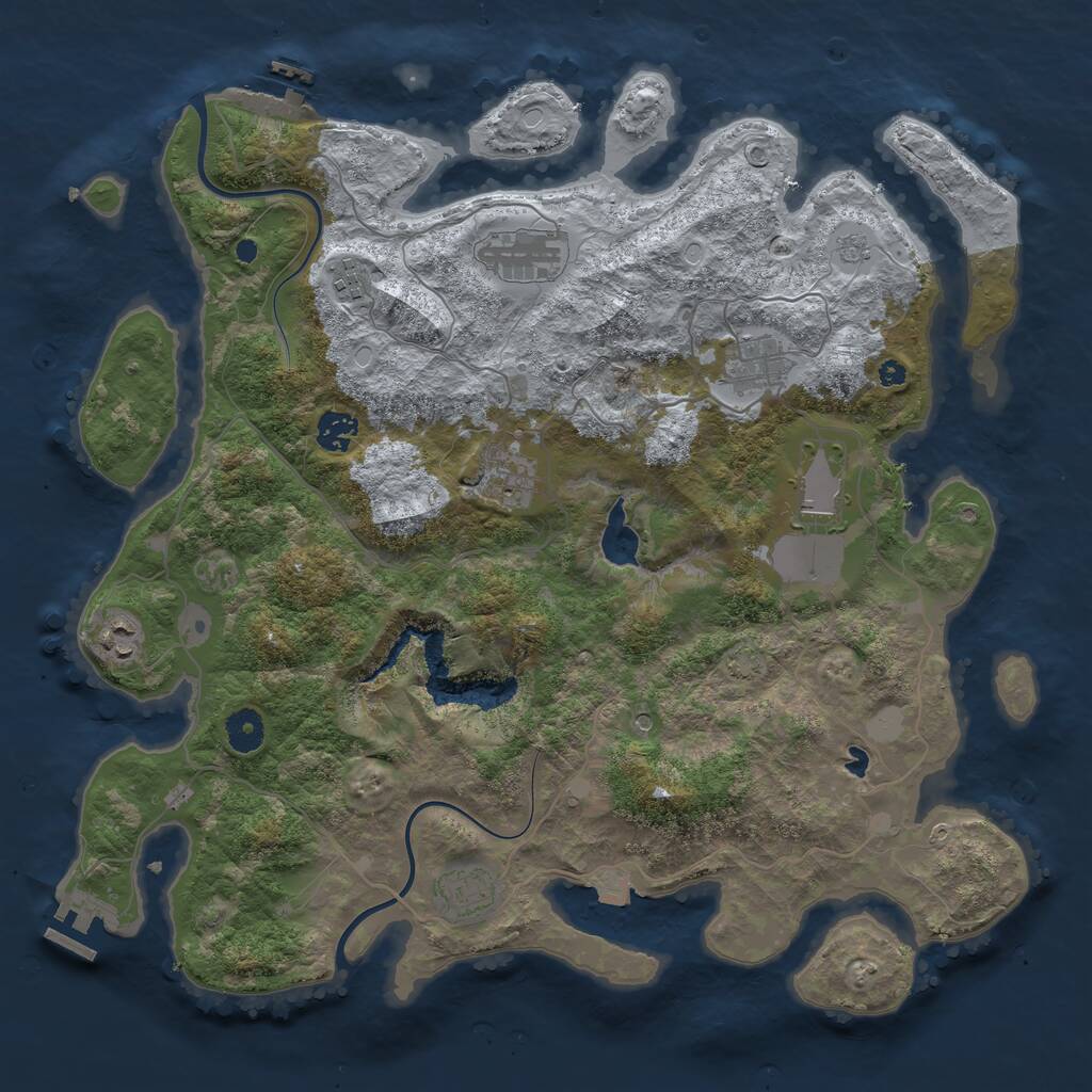 Rust Map: Procedural Map, Size: 4000, Seed: 11341, 14 Monuments