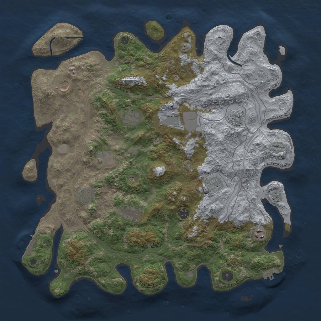 Rust Map: Procedural Map, Size: 4300, Seed: 519458334, 20 Monuments