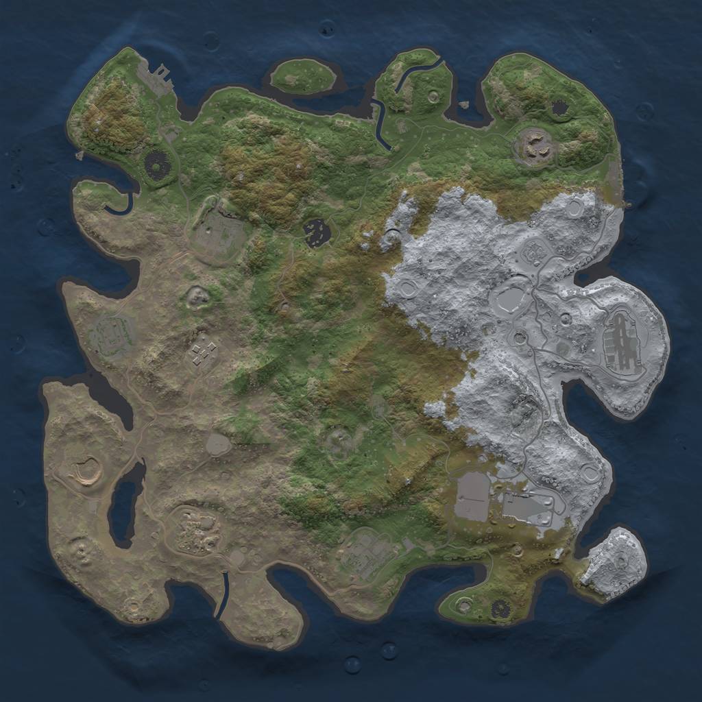 Rust Map: Procedural Map, Size: 3750, Seed: 9221632, 19 Monuments