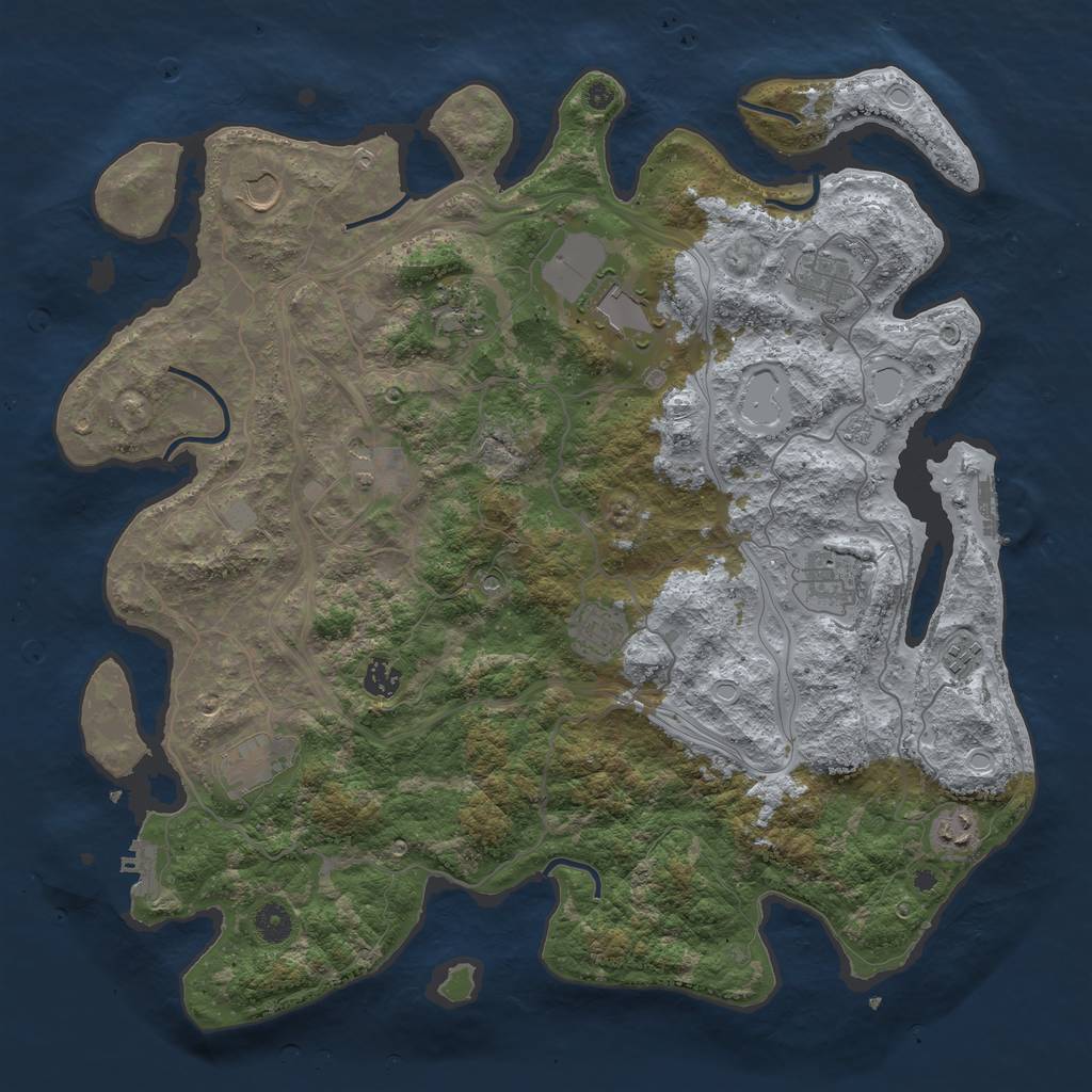 Rust Map: Procedural Map, Size: 4300, Seed: 1055107322, 20 Monuments