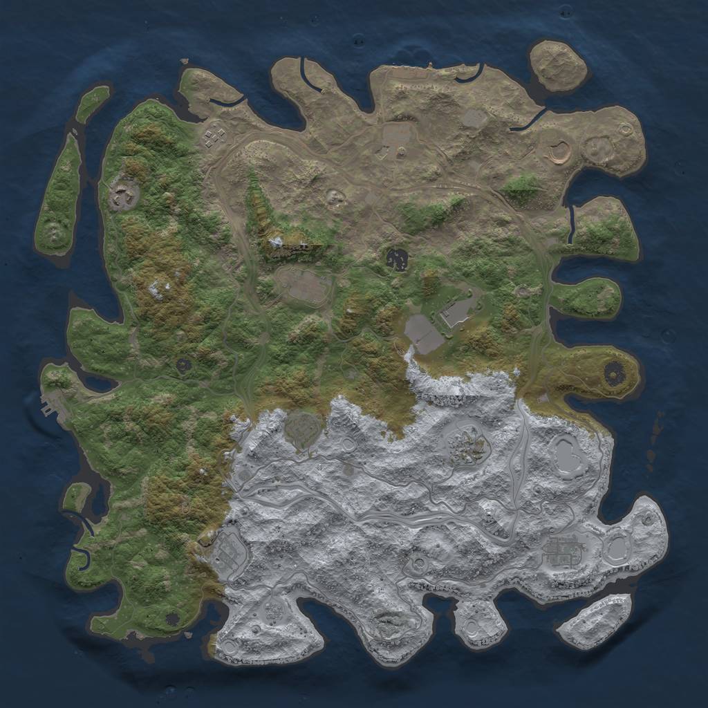 Rust Map: Procedural Map, Size: 4600, Seed: 27845, 20 Monuments