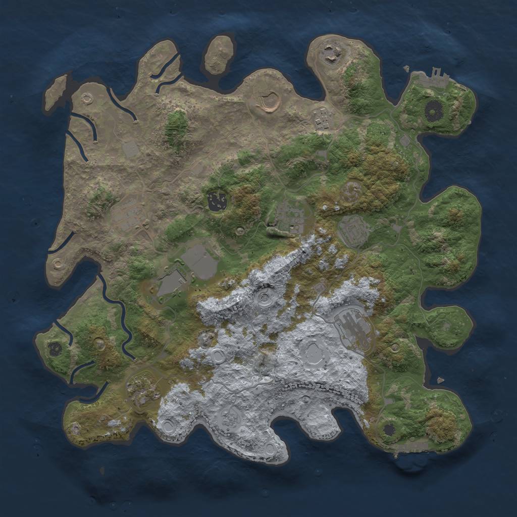 Rust Map: Procedural Map, Size: 3800, Seed: 85921, 19 Monuments