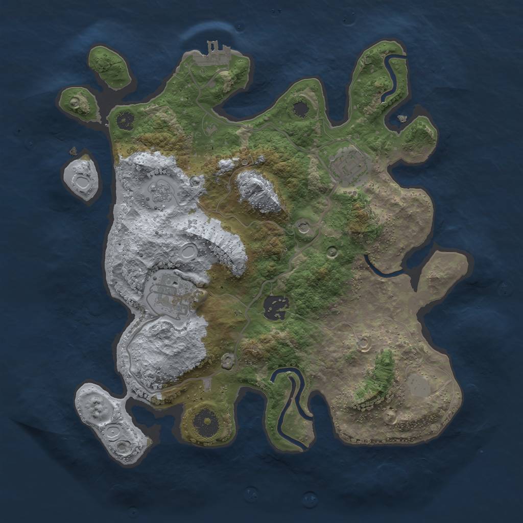 Rust Map: Procedural Map, Size: 3000, Seed: 123123134, 11 Monuments