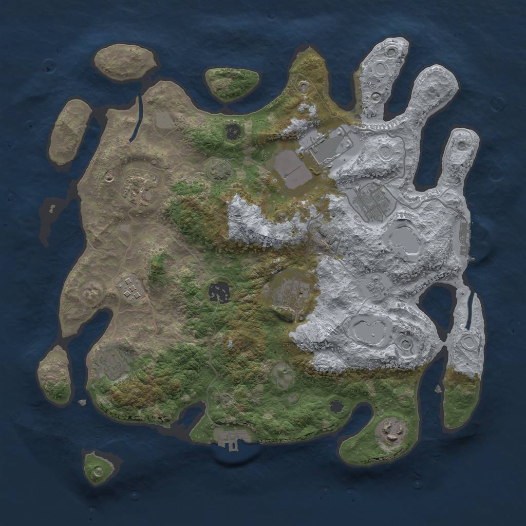 Rust Map: Procedural Map, Size: 3500, Seed: 1234987, 16 Monuments