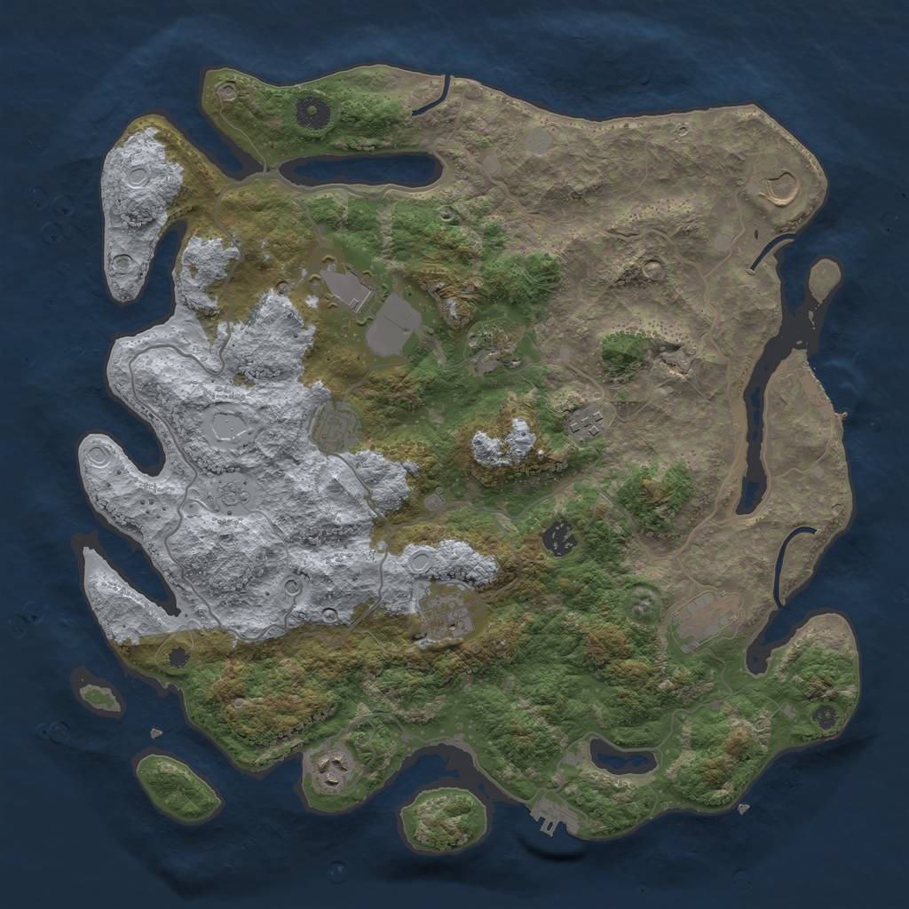 Rust Map: Procedural Map, Size: 4000, Seed: 41142443, 18 Monuments