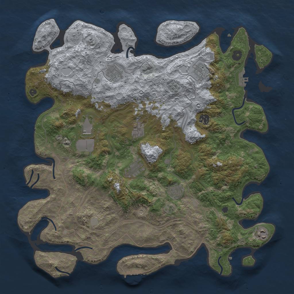 Rust Map: Procedural Map, Size: 4250, Seed: 1388096035, 18 Monuments