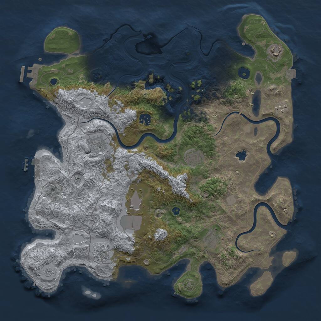 Rust Map: Procedural Map, Size: 4000, Seed: 436892, 14 Monuments