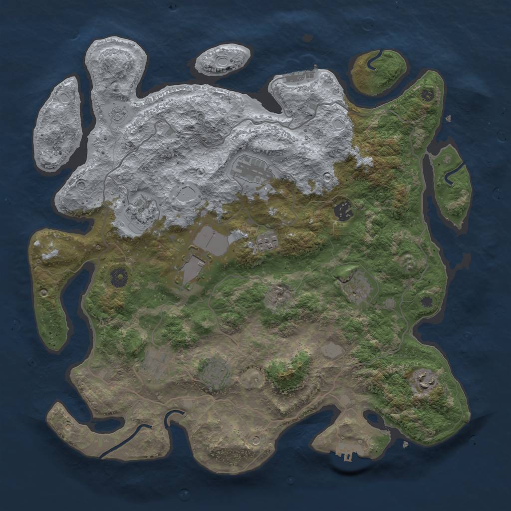 Rust Map: Procedural Map, Size: 4000, Seed: 985151, 18 Monuments
