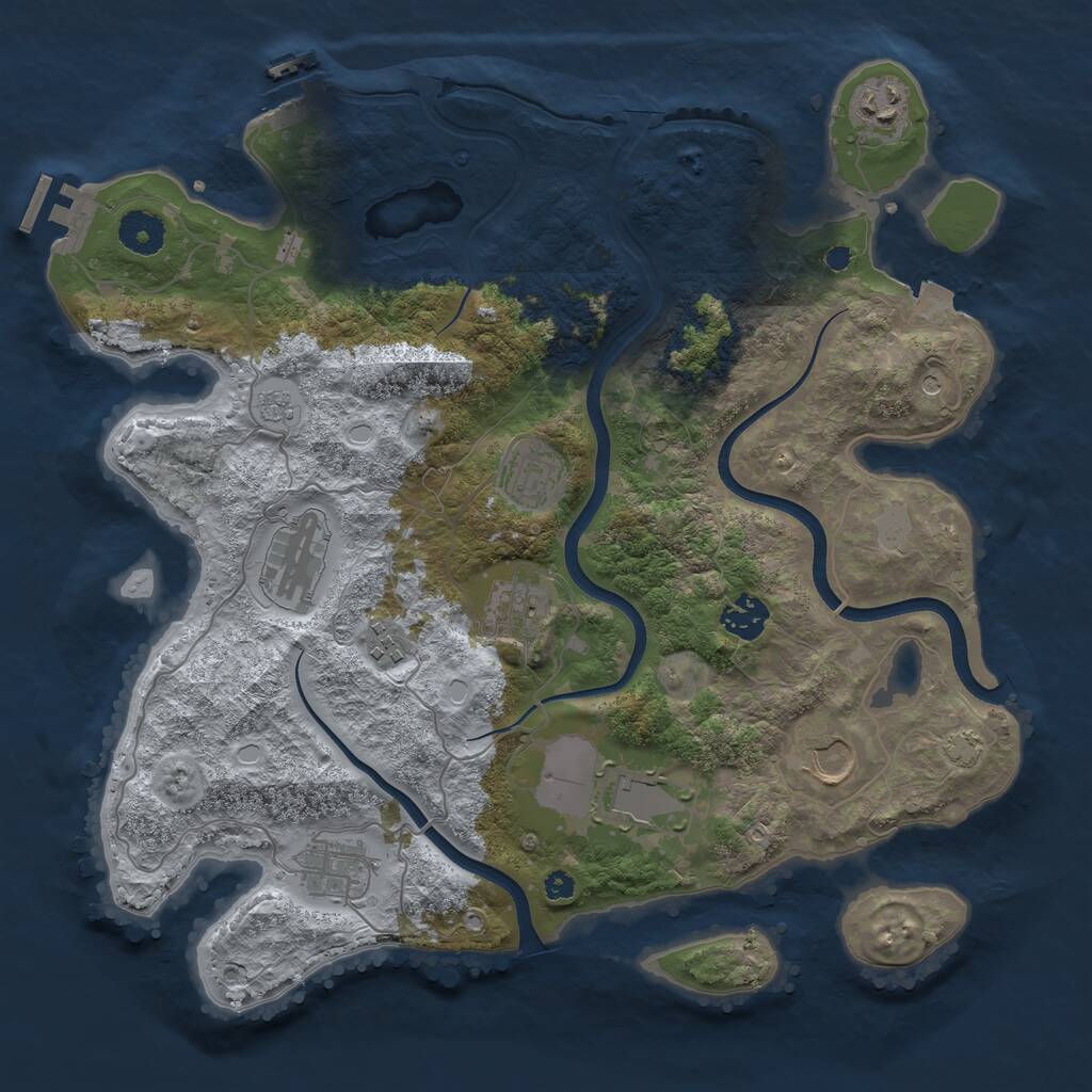 Rust Map: Procedural Map, Size: 3650, Seed: 893751168, 15 Monuments