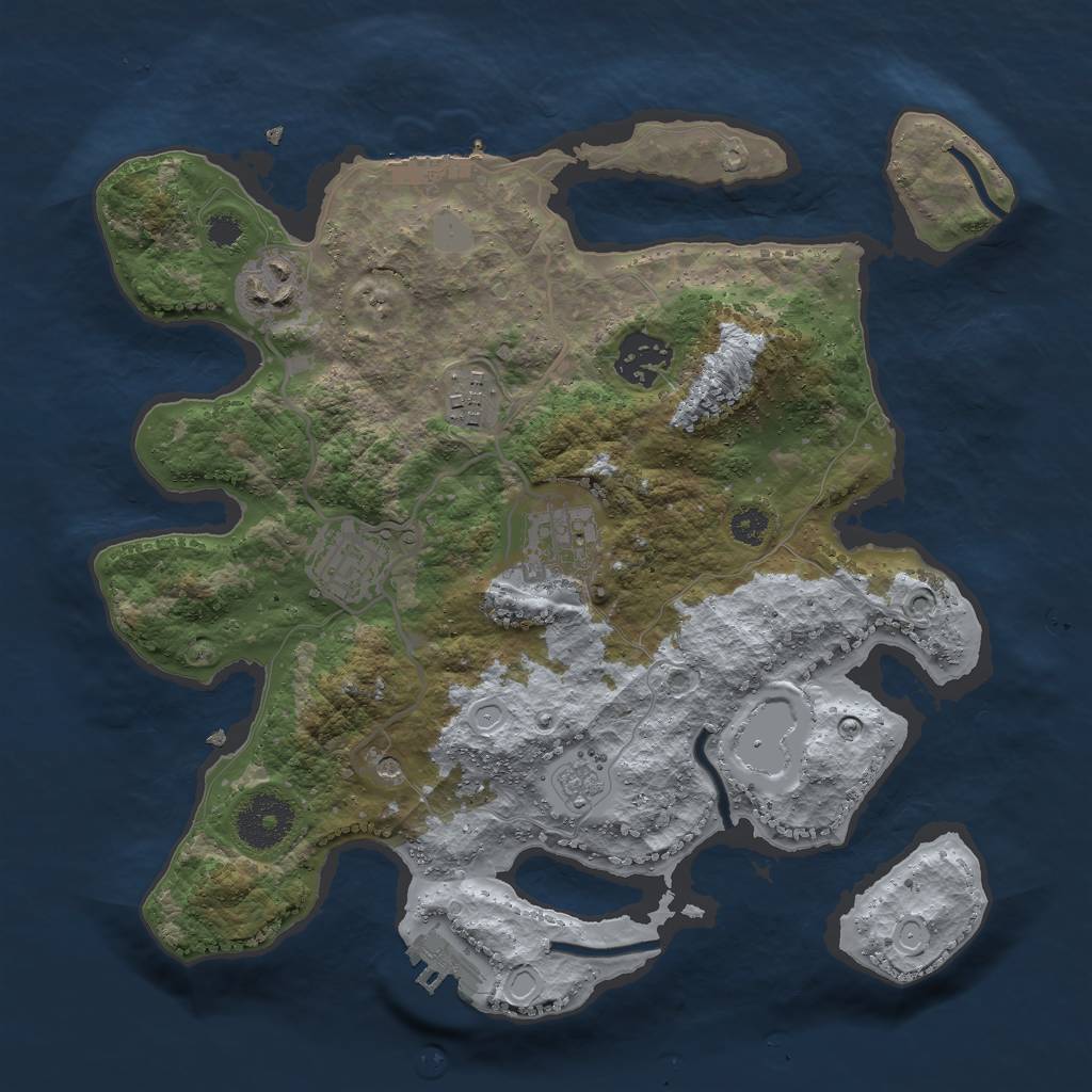 Rust Map: Procedural Map, Size: 3000, Seed: 93989311, 14 Monuments