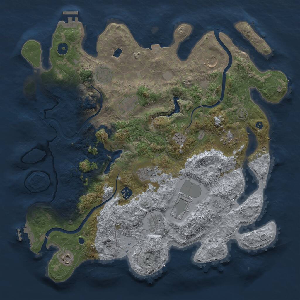 Rust Map: Procedural Map, Size: 4000, Seed: 99928, 16 Monuments