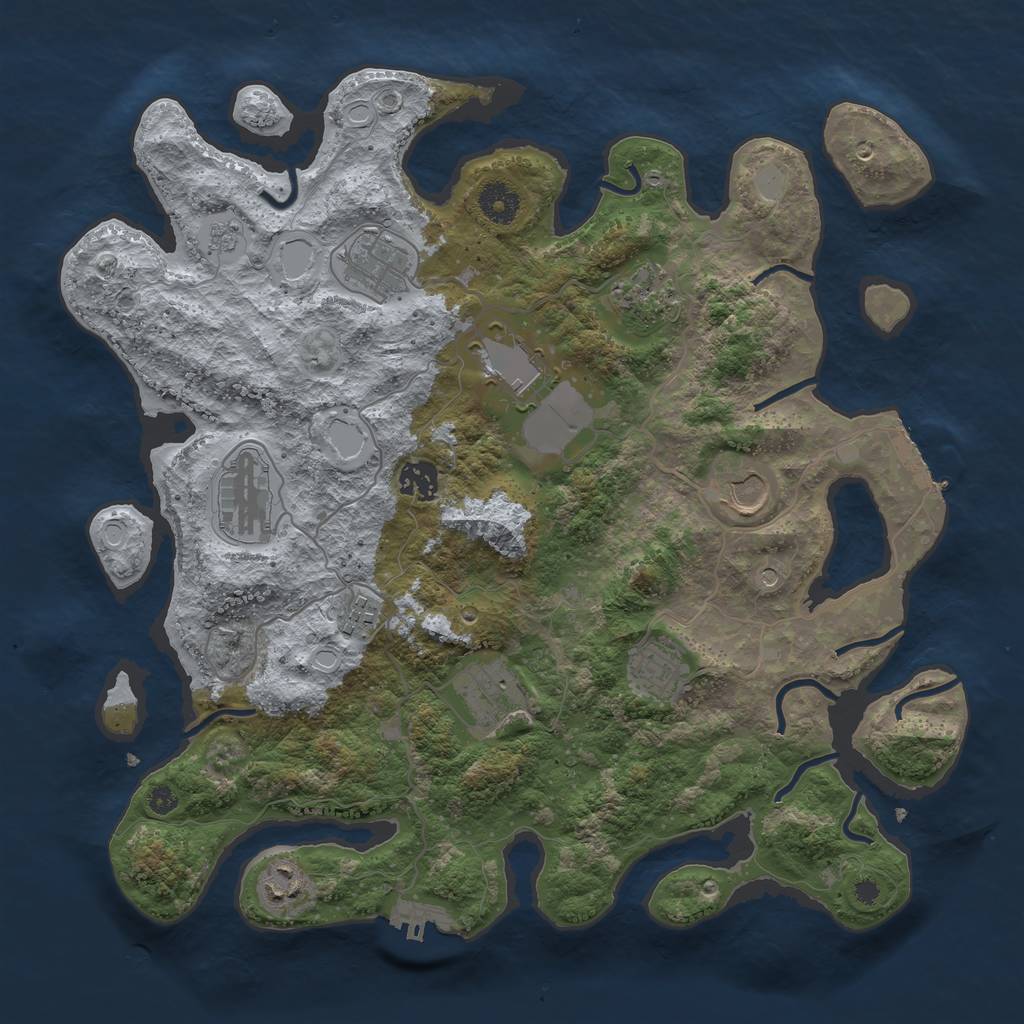 Rust Map: Procedural Map, Size: 3750, Seed: 886724862, 19 Monuments