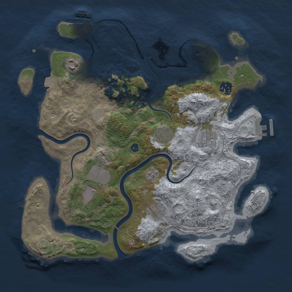 Rust Map: Procedural Map, Size: 3500, Seed: 1958147777, 13 Monuments