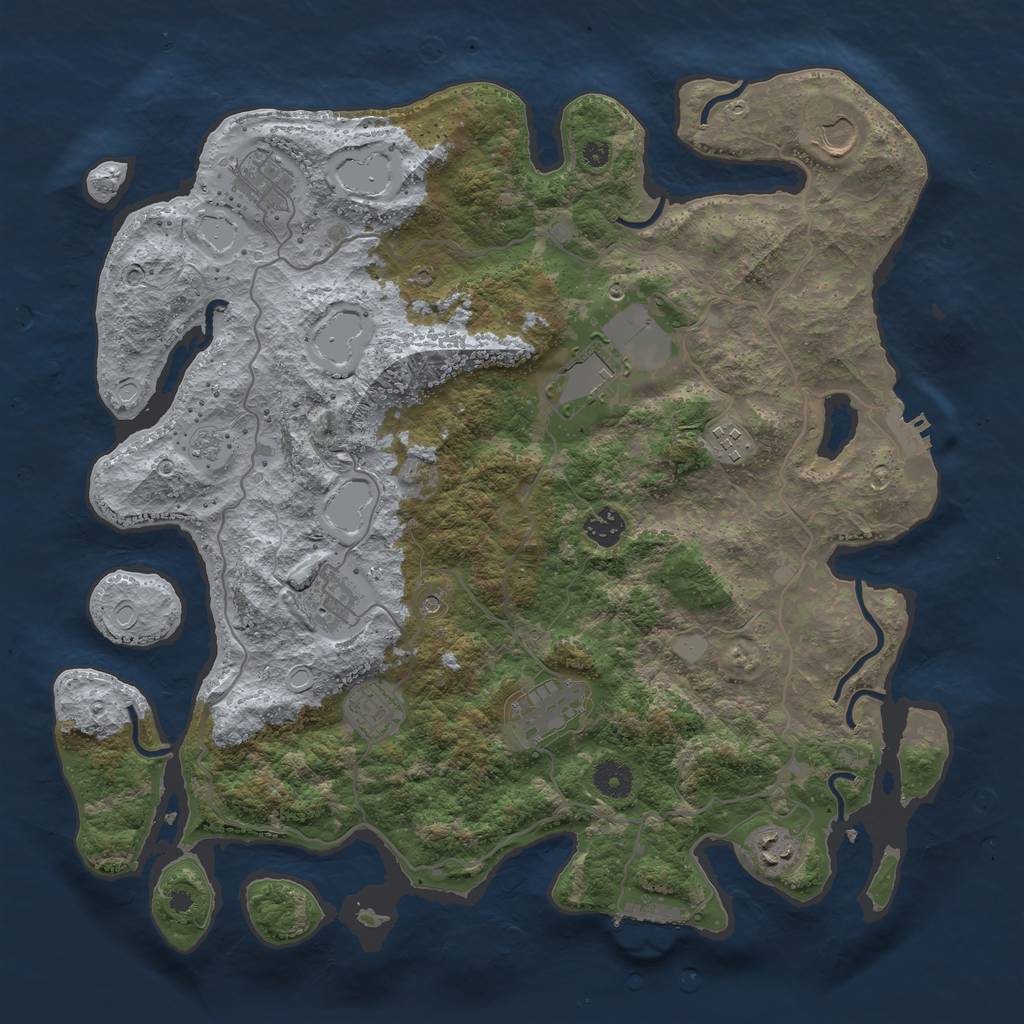 Rust Map: Procedural Map, Size: 4000, Seed: 534720, 18 Monuments